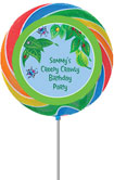 Lollipop party favor with custom bug sticker